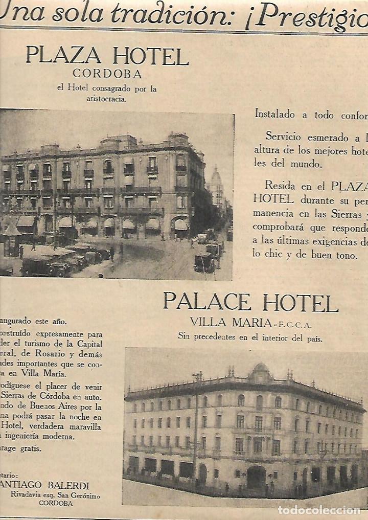 Sammelleidenschaft Papier: A&Ntilde;O 1930 RECORTE PRENSA PUBLICIDAD PLAZA HOTEL CORDOBA PALACE HOTEL VILLA MARIA ARGENTINA