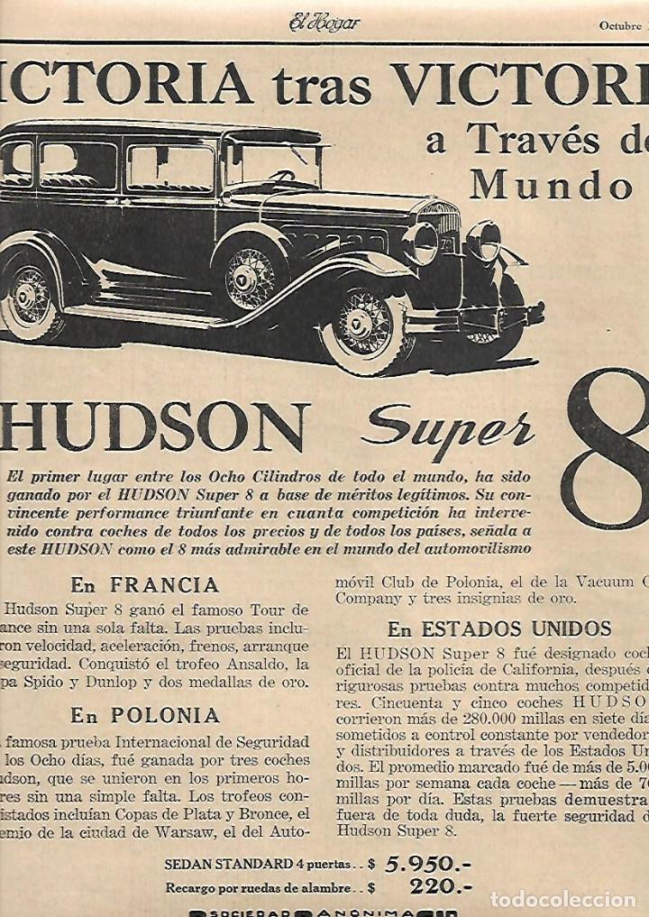 Sammelleidenschaft Papier: A&Ntilde;O 1930 RECORTE PRENSA PUBLICIDAD HUDSON SUPER 8 BUXTON GUILAYN COCHE AUTOMOVIL ARGENTINA