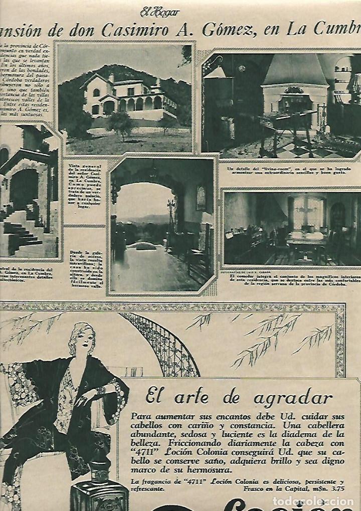 Colecionismo: A&Ntilde;O 1930 RECORTE PRENSA CASA LA MANSION DON CASIMIRO A GOMEZ LA CUMBRE SIERRAS CORDOBA ARGENTINA