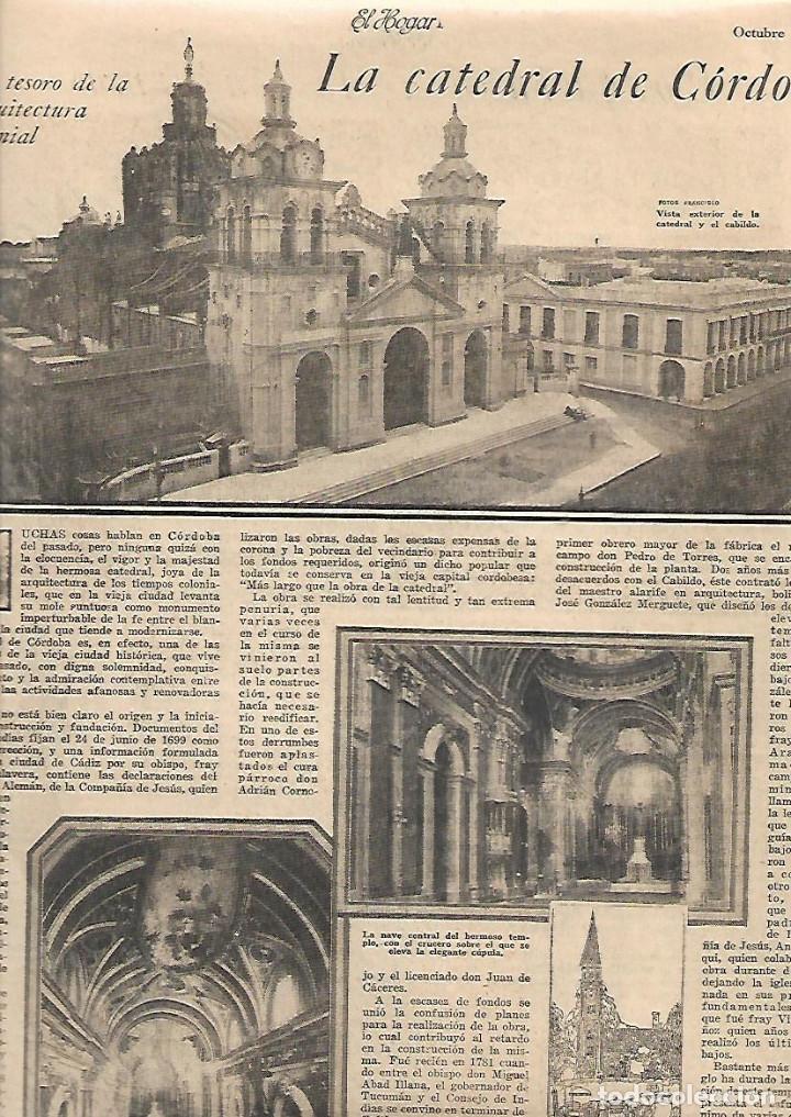 Coleccionismo: A&Ntilde;O 1930 RECORTE PRENSA LA CATEDRAL DE CORDOBA ARGENTINA