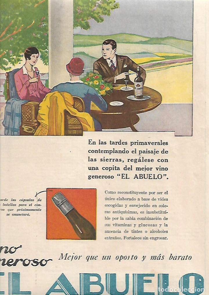 Colecionismo: A&Ntilde;O 1930 RECORTE PRENSA PUBLICIDAD BEBIDAS VINO GENEROSO EL ABUELO GONZALO SAENZ ARGENTINA