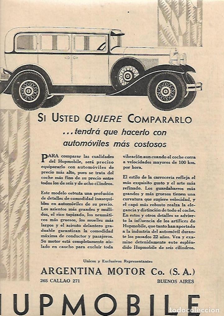 Colecionismo: A&Ntilde;O 1930 RECORTE PRENSA PUBLICIDAD HUPMOBILE COCHE AUTOMOVIL ARGENTINA MOTOR BUENOS AIRES