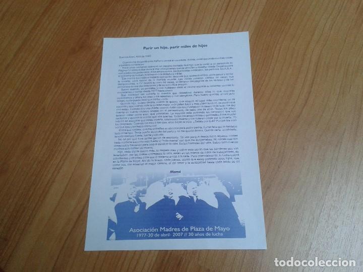 Coleccionismo: Carta -- Madre a hijo desaparecido - Asociaci&oacute;n Madres Plaza de Mayo - Buenos aires, Argentina, 1995