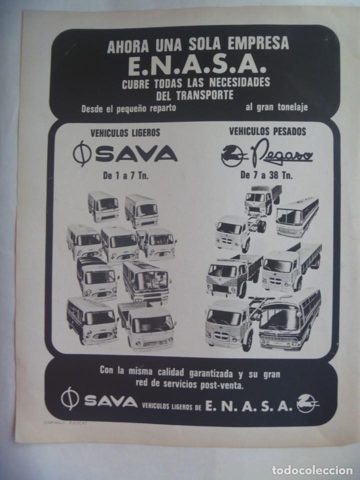 Coleccionismo: HOJA DE REVISTA CON PUBLICIDAD DE E.N.A.S.A., CAMIONES SAVA Y PEGASO . A&Ntilde;OS 70