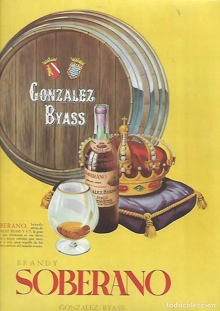 Collectionnisme: A&Ntilde;O 1952 RECORTE PRENSA PUBLICIDAD BEBIDAS BRANDY SOBERANO GONZALEZ BYASS