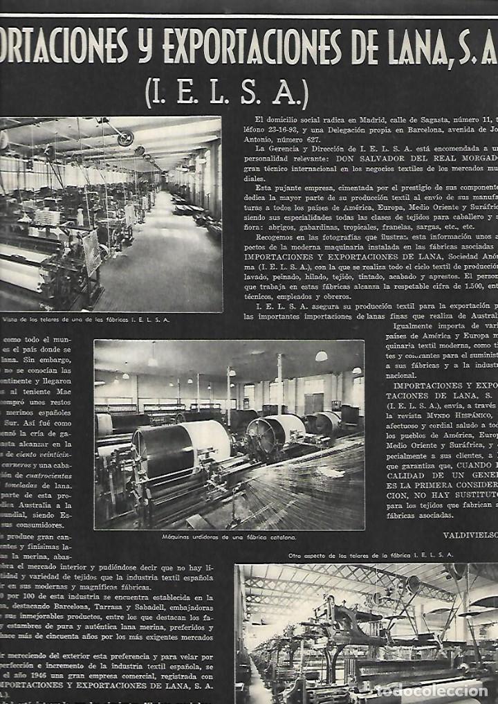 Collectionnisme: A&Ntilde;O 1952 RECORTE PRENSA PUBLICIDAD REPORTAJE IMPORTACIONES Y EXPORTACIONES DE LANA S.A.
