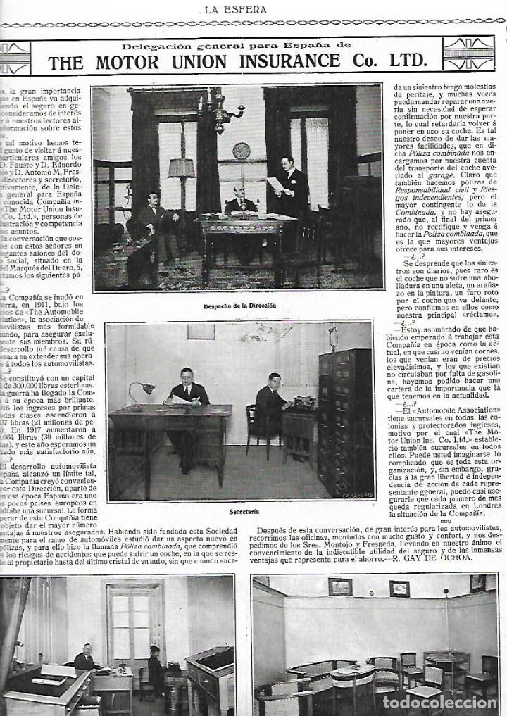 Collectionnisme: A&Ntilde;O 1919 RECORTE PRENSA THE MOTOR UNION INSURANCE SEGUROS DELEGACION PARA ESPA&Ntilde;A MADRID