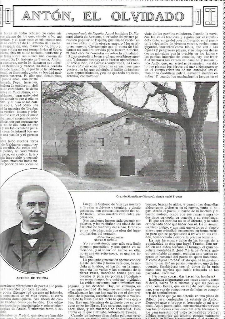 Collectionnisme: A&Ntilde;O 1929 RECORTE PRENSA ANTONIO DE TRUEBA ANTON CASA NATAL MONTELLANO VIZCAYA