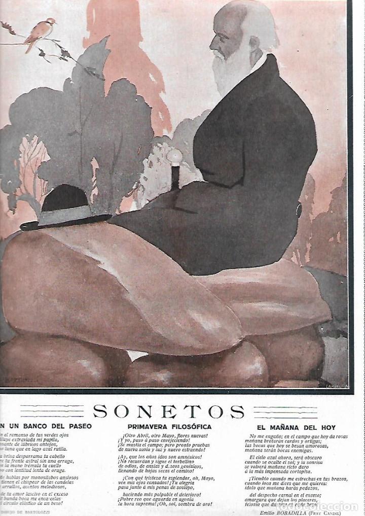 Collectionnisme: A&Ntilde;O 1919 RECORTE PRENSA POESIA SONETOS POR EMILIO BOBADILLA FRAY CANDIL DIBUJO DE BARTOLOZZI
