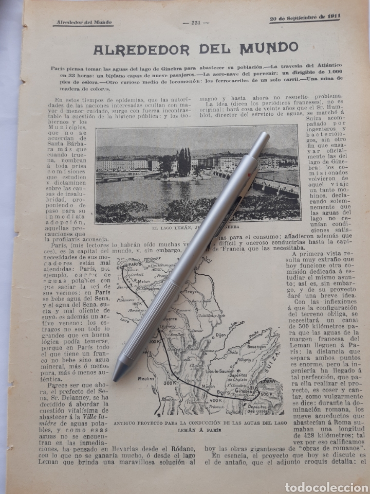 Coleccionismo: Lago Lem&aacute;n, Ginebra / Traves&iacute;a del Atl&aacute;ntico / Aeronave / Ferrocarriles de un solo carril . 1911