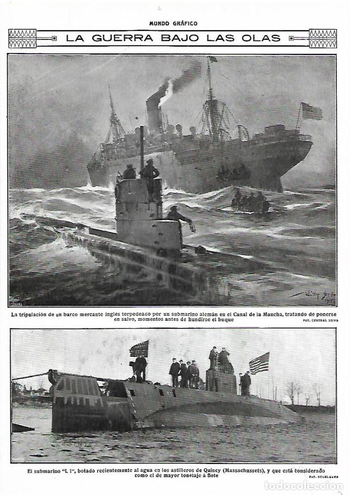 Sammelleidenschaft Papier: A&Ntilde;O 1915 RECORTE PRENSA LA GUERRA BAJO EL MAR SUBMARINOS