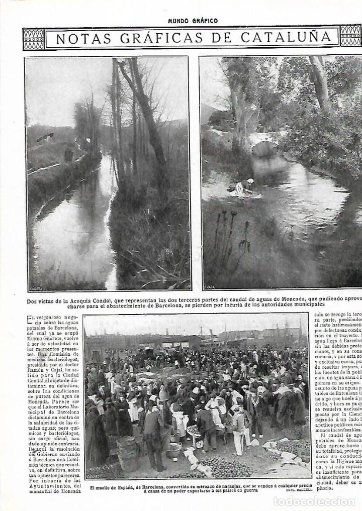 Colecionismo: A&Ntilde;O 1915 RECORTE PRENSA ACEQUIA CONDAL AGUAS DE MONTCADA BARCELONA MUELLE ESPA&Ntilde;A MERCADO NARANJAS