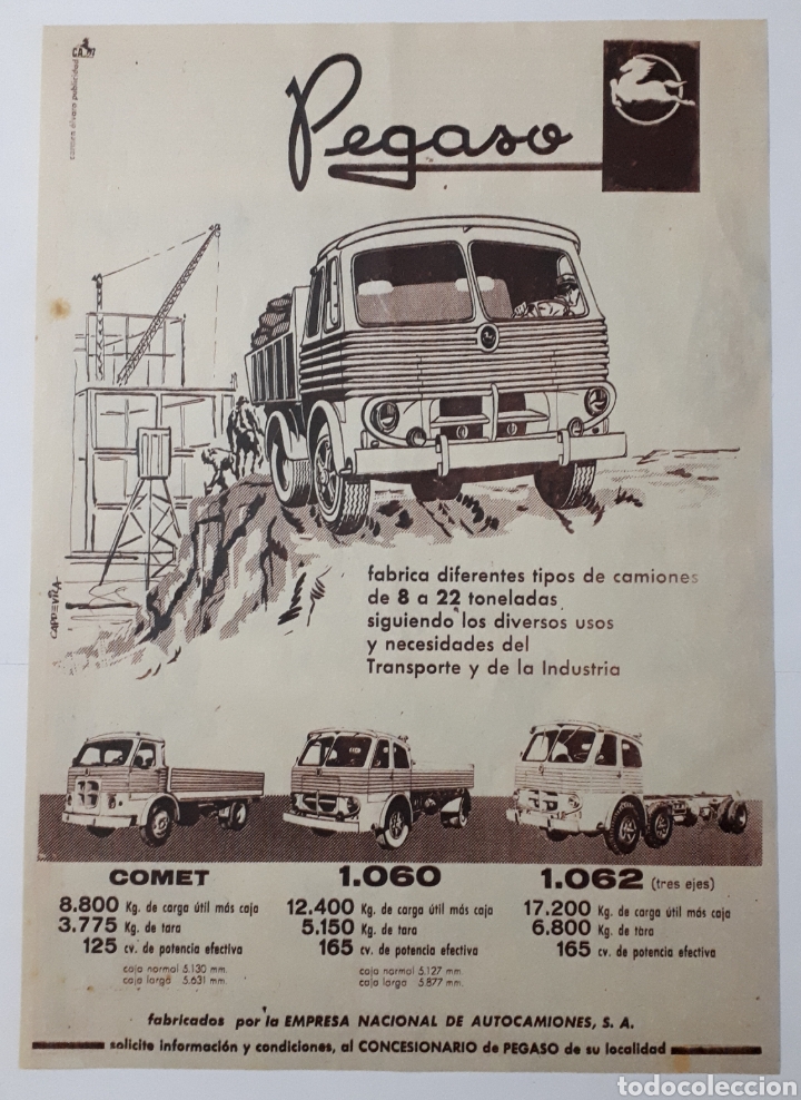Coleccionismo: PEGASO. Recorte de prensa con publicidad. 1962