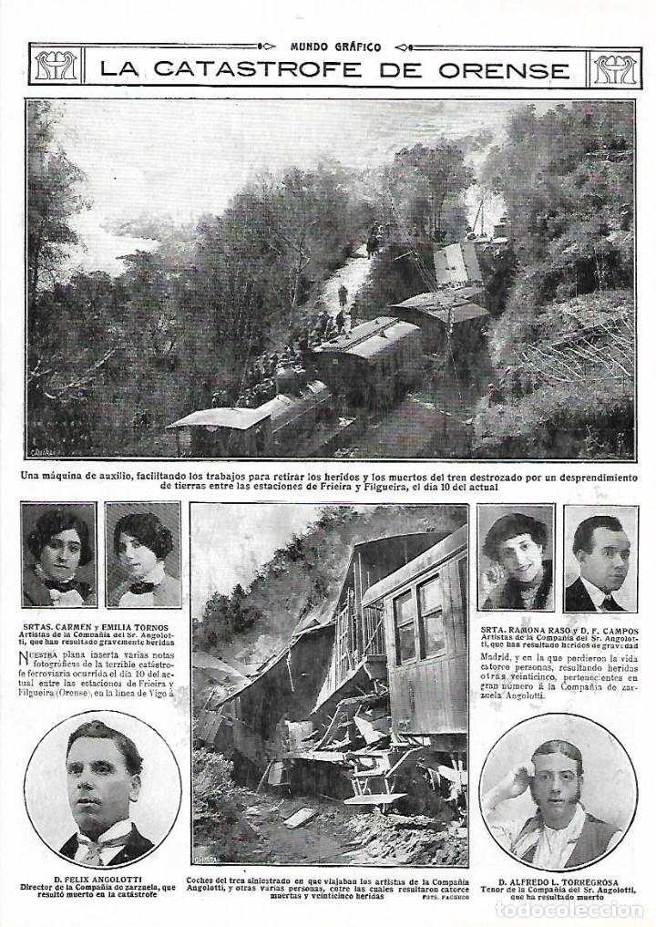 Sammelleidenschaft Papier: &Ntilde; 1915 CATASTROFE ORENSE ESTACION TREN FRIEIRA FILGUEIRA DESPRENDIMIENTO ARTISTAS COMPA&Ntilde;IA ANGOLOTTI