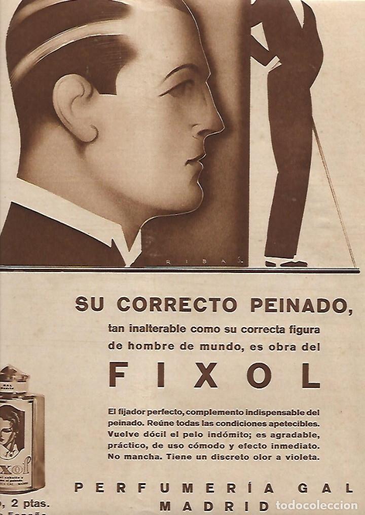 Coleccionismo: A&Ntilde;O 1929 RECORTE PRENSA PUBLICIDAD FIXOL FIJADOR PELO CABELLO PERFUMERIA GAL MADRID