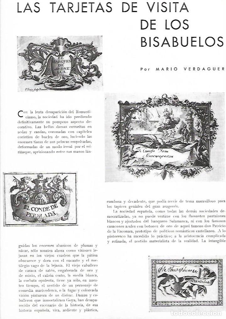 Colecionismo: A&Ntilde;O 1934 RECORTE PRENSA TARJETAS DE VISITA ANTIGUAS HISTORIA
