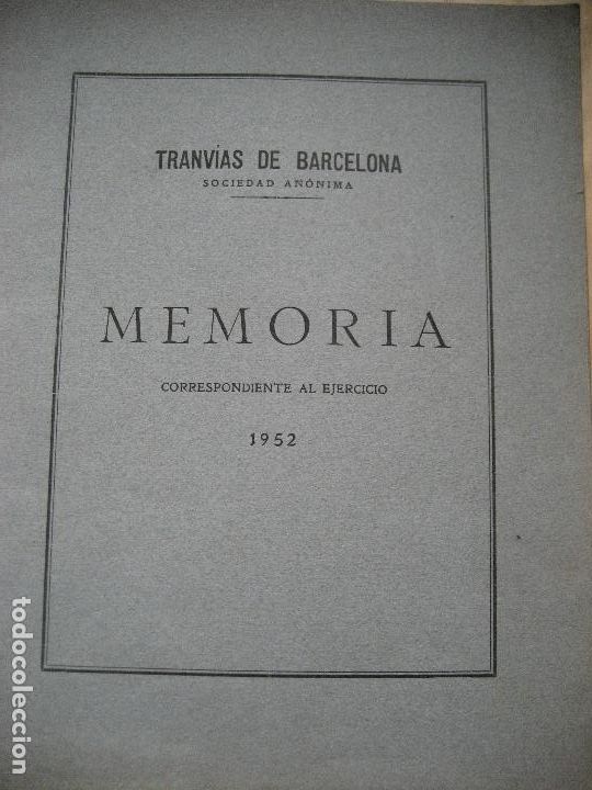 Coleccionismo: Tranvias de Barcelona S.A.. Memoria 1952