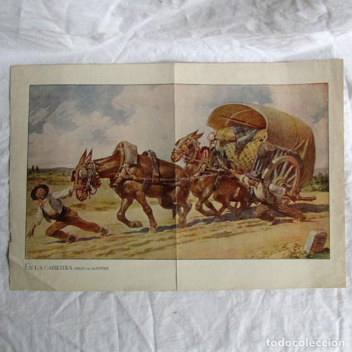 Sammelleidenschaft Papier: Antigua l&aacute;mina 1922, En la carreta, dibujo de Agust&iacute;n