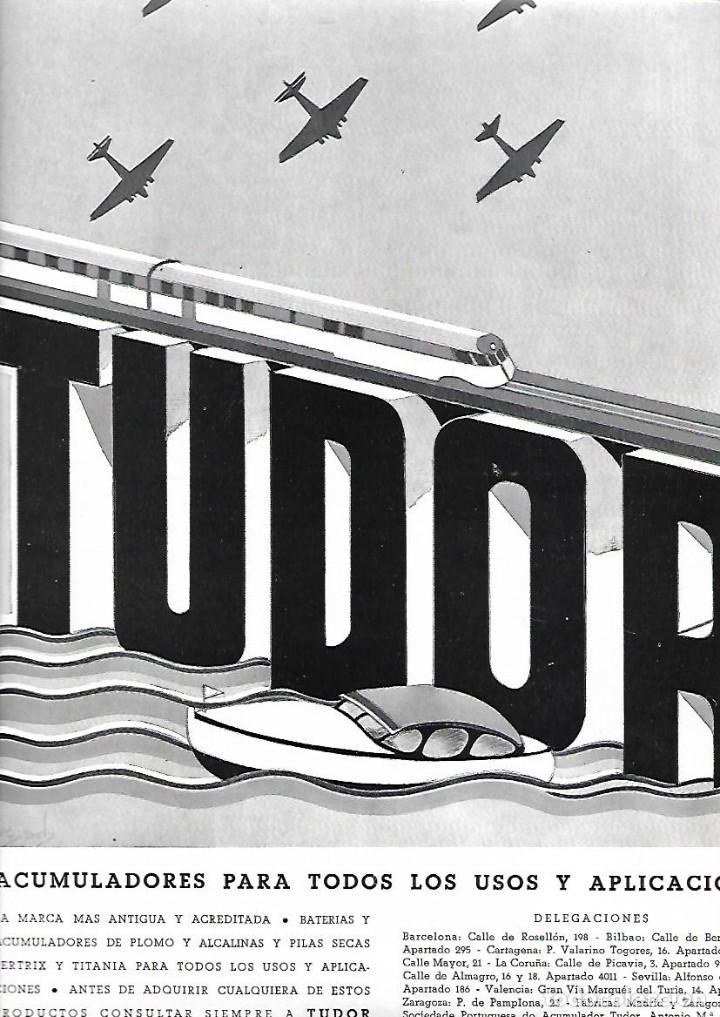 Collectionnisme: A&Ntilde;O 1936 RECORTE PRENSA PUBLICIDAD TUDOR ACUMULADORES BATERIAS COCHE AUTOMOVIL
