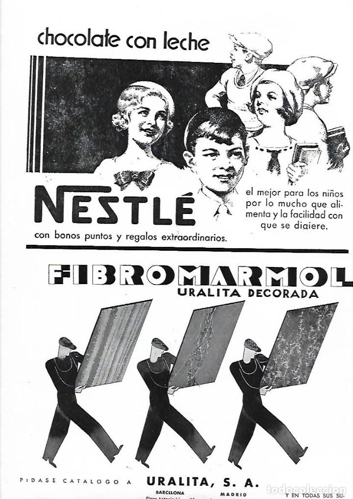 Collezionismo: A&Ntilde;O 1936 RECORTE PRENSA PUBLICIDAD FIBRO MARMOL URALITA DECORADA