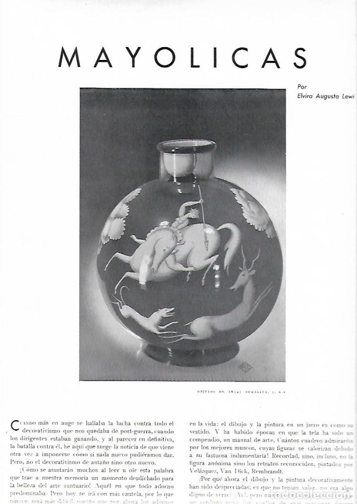 Colecionismo: A&Ntilde;O 1936 RECORTE PRENSA CERAMICA PINTURA MAYOLICAS JARROS VASIJAS JARRONES