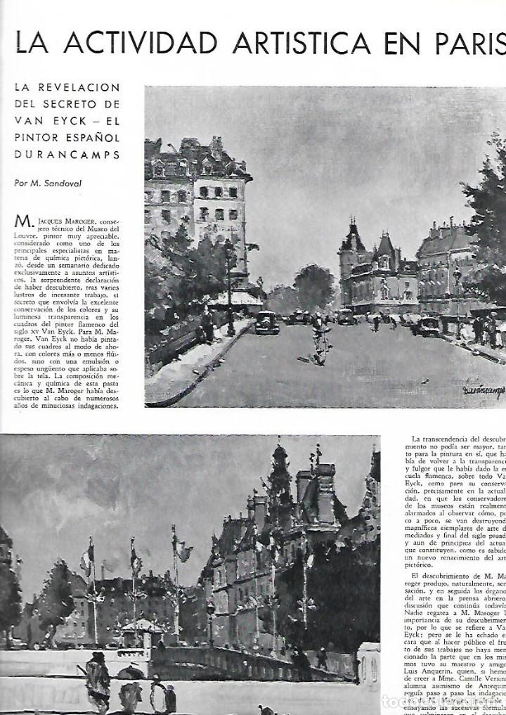 Collecting paper: A&Ntilde;O 1936 RECORTE PRENSA ARTE PINTURA ACTIVIDAD ARTISTICA EN PARIS VAN EYCK DURANCAMPS