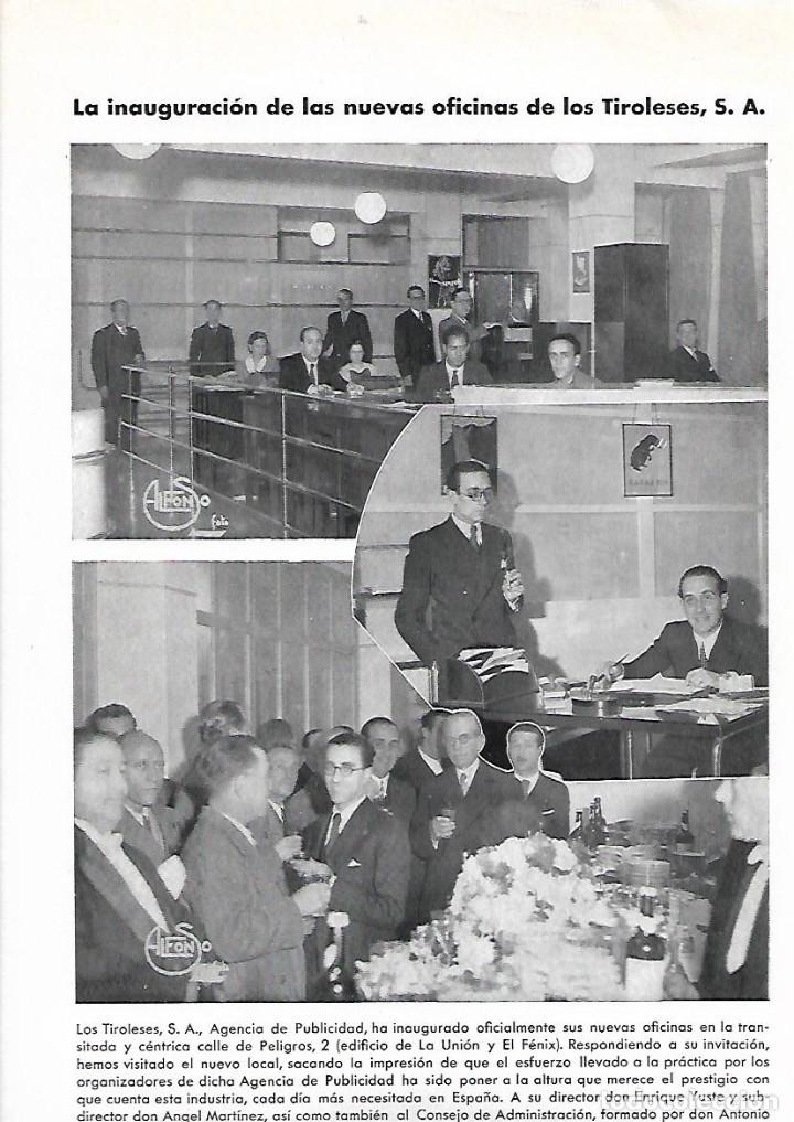 Sammelleidenschaft Papier: A&Ntilde;O 1936 RECORTE PRENSA INAUGURACION NUEVAS OFICINAS LOS TIROLESES AGENCIA DE PUBLICIDAD