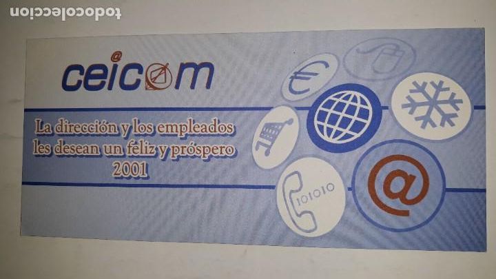 Coleccionismo: CART&Oacute;N PUBLICIDAD FELICITACI&Oacute;N NUEVO A&Ntilde;O 2001 EMPRESA CEICOM DIRECCI&Oacute;N EMPLEADO COMUNICACI&Oacute;N CORREO