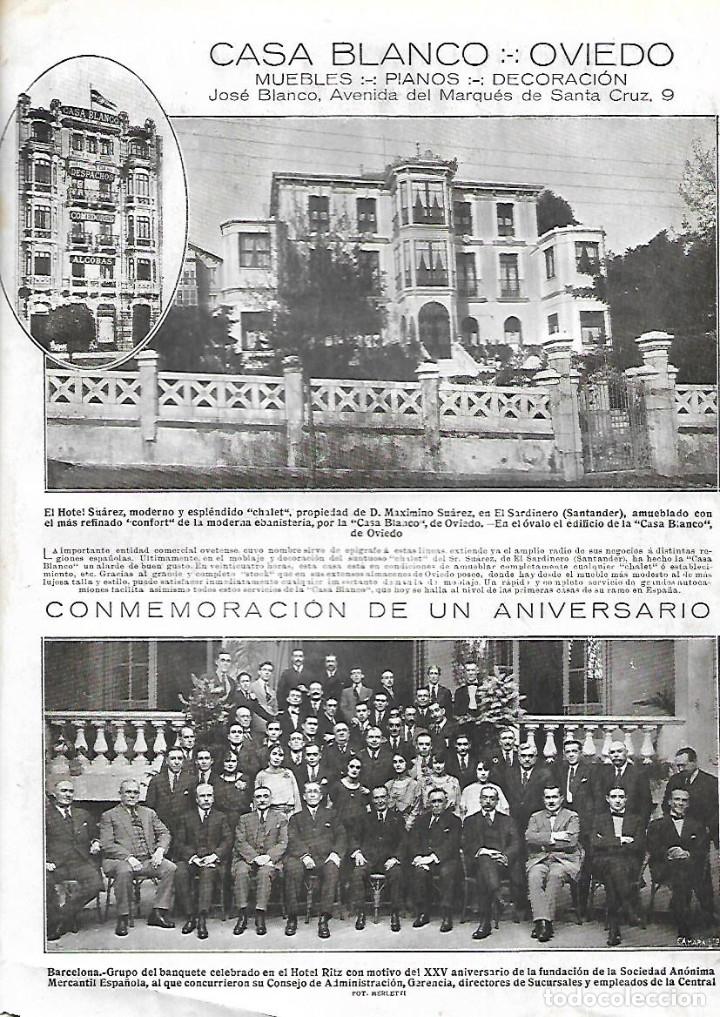 Collezionismo: A&Ntilde;O 1922 RECORTE PRENSA CASA BLANCO OVIEDO MUEBLES DECORACION DEL HOTEL SUAREZ SANTANDER SARDINERO