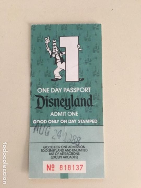 Coleccionismo: Entrada Disneyland California a&ntilde;o 1988