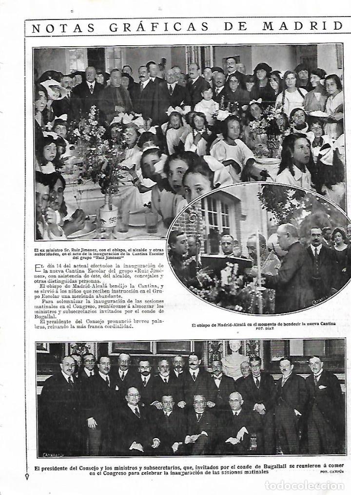 Collecting paper: A&Ntilde;O 1922 RECORTE PRENSA MADRID INAUGURACION DE LA CANTINA ESCOLAR GRUPO RUIZ JIMENEZ