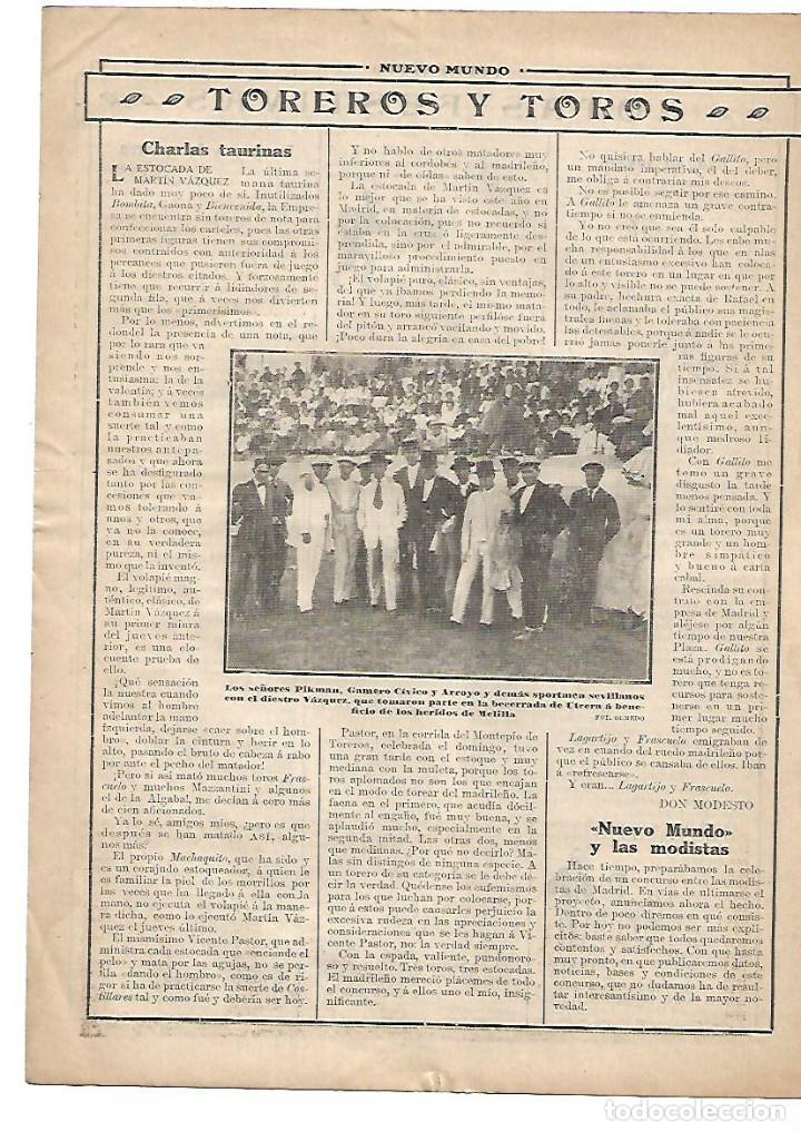 Coleccionismo: A&Ntilde;O 1912 RECORTE PRENSA UTRERA BECERRADA HERIDOS MELILLA TORERO VAZQUEZ PICKMAN ARROYO GAMERO CIVICO