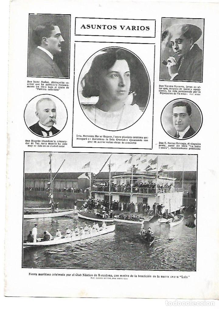 Colecionismo: A&Ntilde;O 1912 RECORTE PRENSA CLUB NAUTICO BARCELONA FIESTA BENDICION NUEVA CANOA LOLA