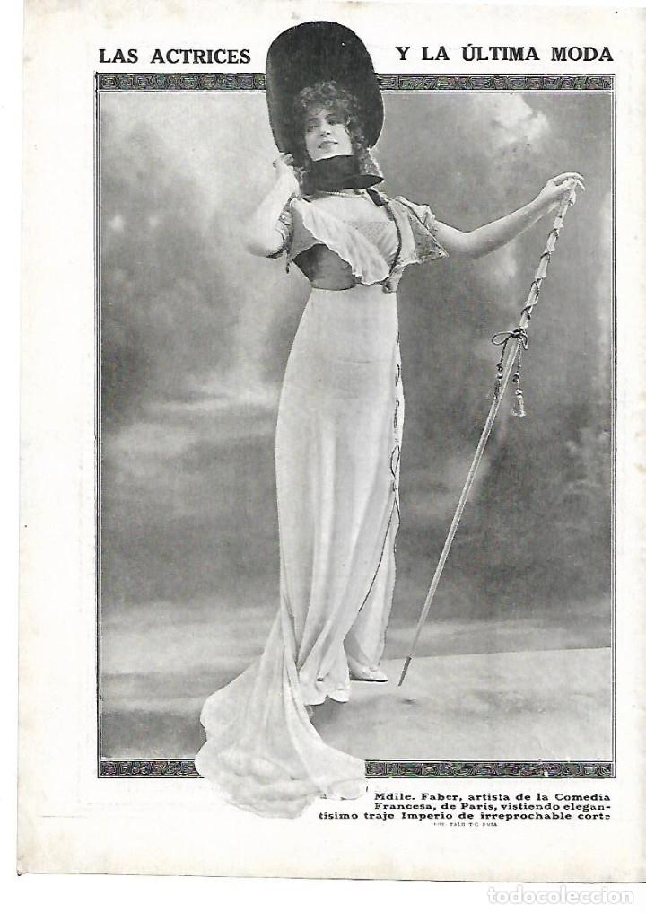 Collecting paper: A&Ntilde;O 1912 RECORTE PRENSA MODA FEMENINA ARTISTA FABER VISTIENDO TRAJE IMPERIO