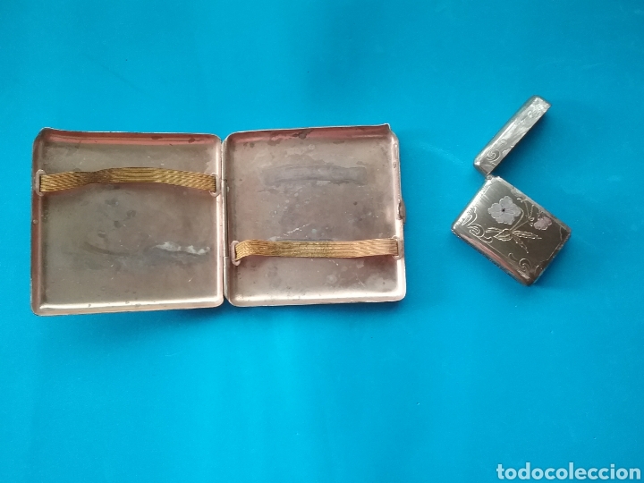 Coleccionismo: Conjunto de pitillera y cerillera Modernista. - Foto 2