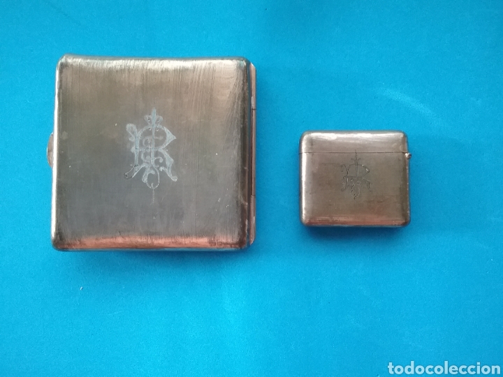 Coleccionismo: Conjunto de pitillera y cerillera Modernista. - Foto 3