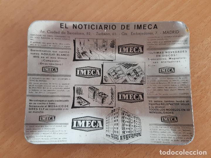 Coleccionismo: Antiguo vacia bolsillos o bandejita de cortesia aluminio. Publicidad IMECA (A&ntilde;os 50)