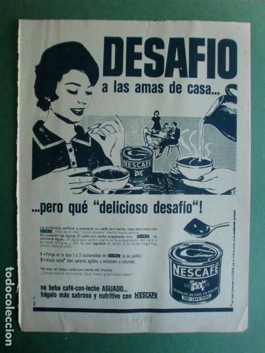 Coleccionismo: NESCAF&Eacute; DE NESTL&Eacute; DELICIOSO DESAFIO - 29/4/1956