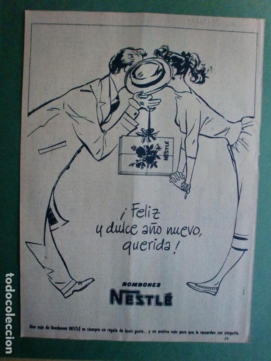 Coleccionismo: FELIZ Y DULCE A&Ntilde;O NUEVO QUERIDA BOMBONES NESTL&Eacute; 31/12/1955