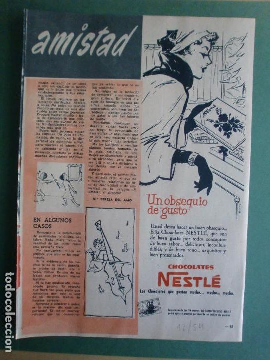 Coleccionismo: UN OBSEQUIO DE GUSTO CHOCOLATES NESTL&Eacute; 12/1954