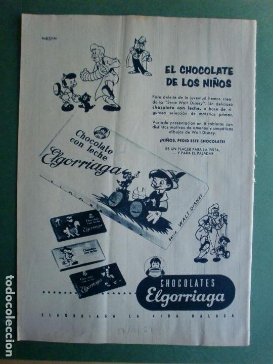 Coleccionismo: CHOCOLATES ELGORRIAGA SERIE WALT DISNEY PINOCHO 27/4/1957 DANIEL EL TRAVIESO