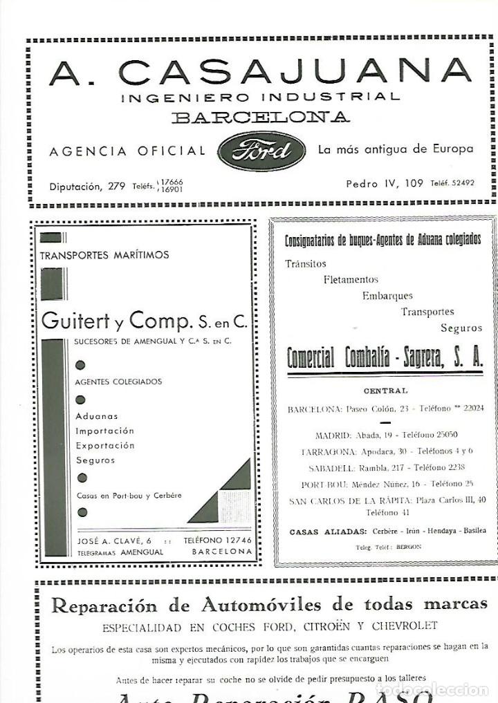 Collezionismo: A&Ntilde;O 1933 PUBLICIDAD A CASAJUANA INGENIERO INDUSTRIAL AGENCIA OFICIAL FORD BARCELONA