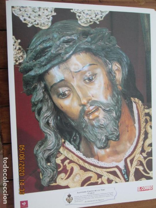Coleccionismo: SANTISIMO CRISTO DE LAS TRES CAIDAS , LA ESPERANZA DE TRIANA HERMANDAD LAMINA 40X29 CM PAPEL GRUESO