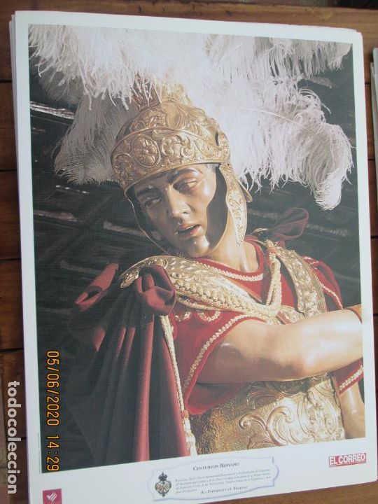 Coleccionismo: CENTURION ROMANO , ESPERANZA DE TRIANA HERMANDAD LAMINA 40X29 CM PAPEL GRUESO SATINADO - CAJA SUR