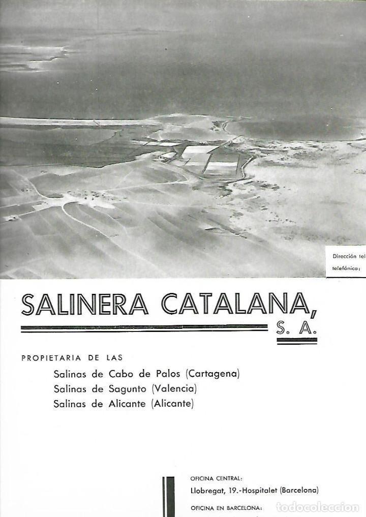 Collezionismo: A&Ntilde;O 1933 PUBLICIDAD SALINERA CATALANA PROPIETARIA SALINAS DE CABO DE PALOS SAGUNTO ALICANTE