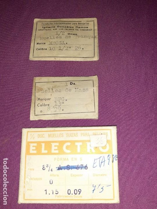 Coleccionismo: 3 antiguo paquete de muelles reloj relojer&iacute;a, muelles de trinque, masa suiza a&ntilde;os 60-70
