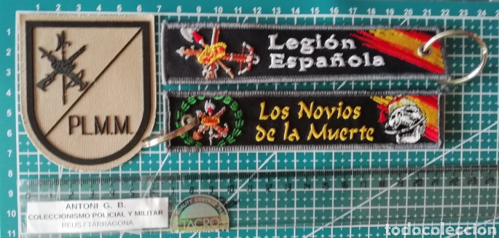 Coleccionismo: Lote 1 Llavero bordado y 1 parche PLM.M. LEGI&Oacute;N ESPA&Ntilde;OLA LOS NOVIOS DE LA MUERTE EJERCITO TIERRA