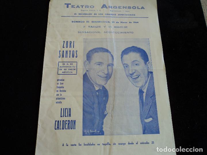 Coleccionismo: diptico, ZORI Y SANTOS, licia calderon en, me lo dijo adela, teatro argensola, zaragoza 1964