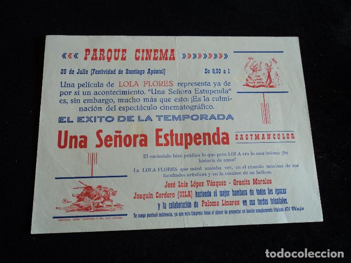 Coleccionismo: PARQUE CINEMA PUBLICITA LA PELICULA DE LOLA FLORES UNA SE&Ntilde;ORA ESTUPENDA GRAF. ARSA DE AZUAGA