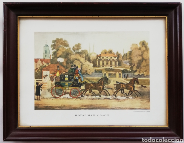 Coleccionismo: ROYAL MAIL COACH - L&Aacute;MINA ENMARCADA - 27 cm x 21 cm (con marco)